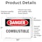 Signmission Combustible Danger Sign, Vinyl Decal, 10in W x 7in L, 2PK OS-2PACK-DS-D-710-L-2343 - alternate 2